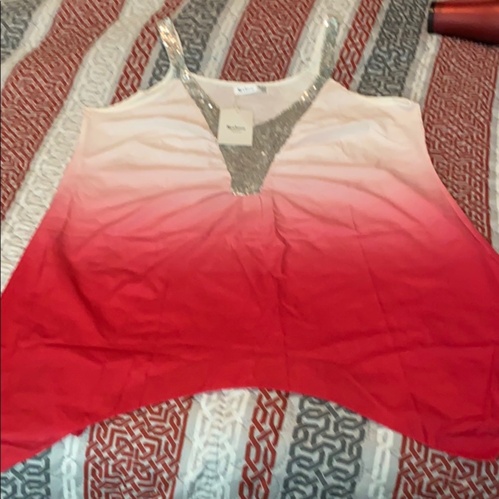 100% Cotton hombré dyed, sequined tank blouse
